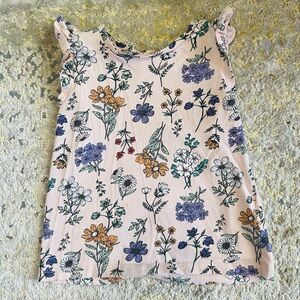 3T Floral Print Ruffle Sleeve Top
